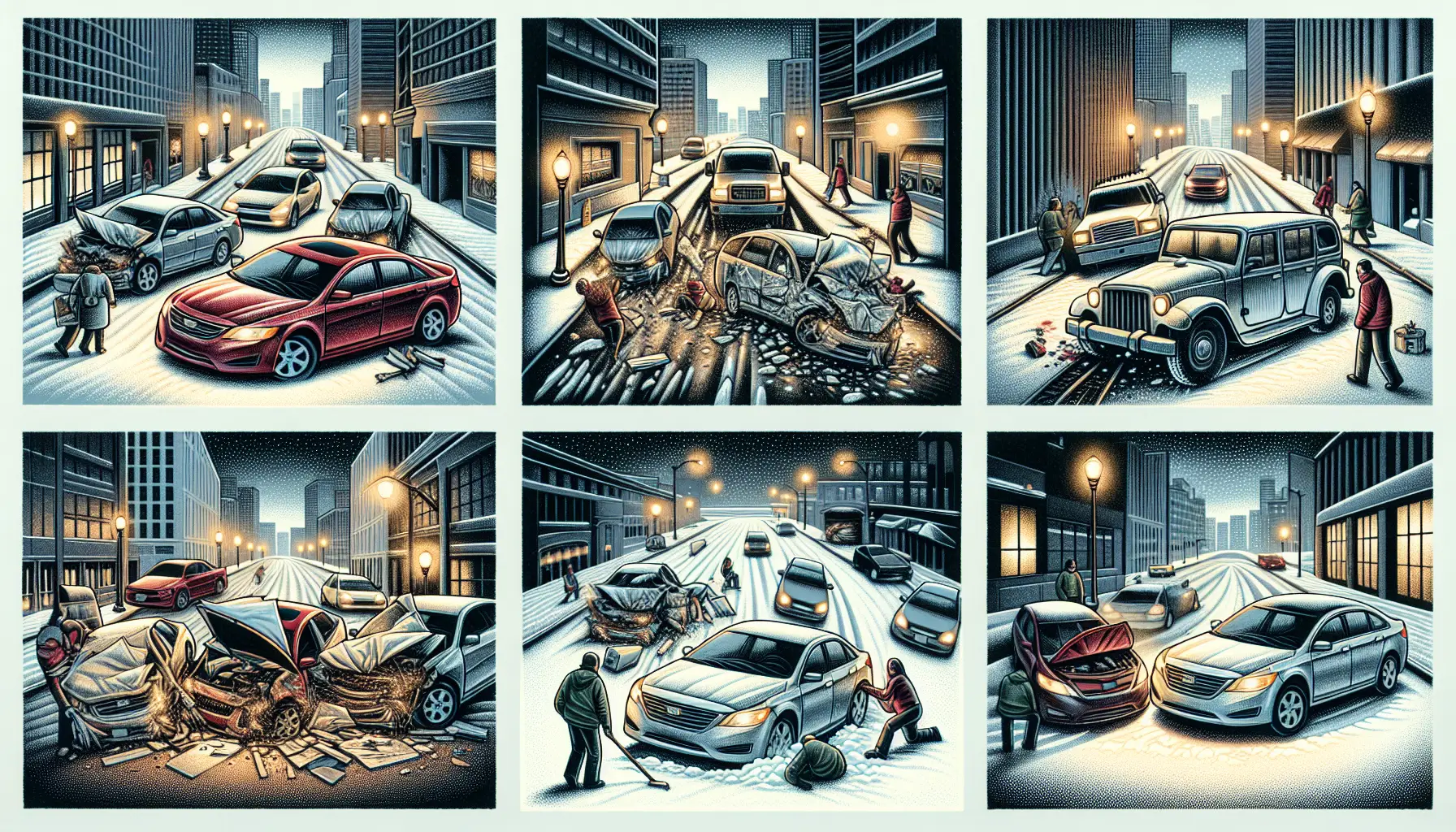 Illustration of various types of car accidents